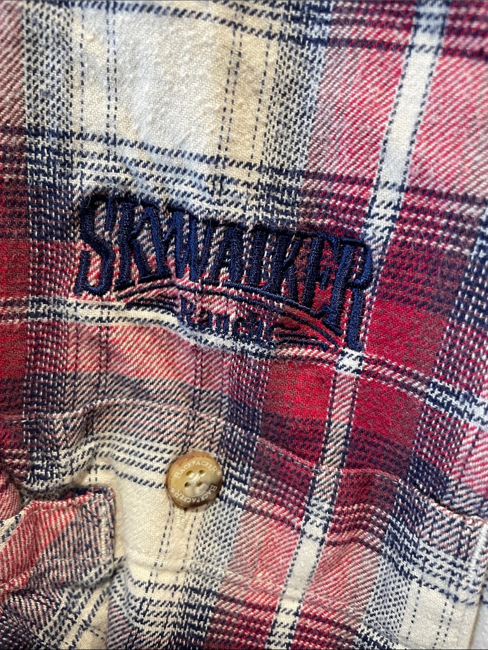 Collectible Skywalker Ranch Embroidered Red & Navy Plaid Shirt